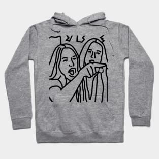 Funny Woman Yelling at Cat Line Drawing Ladies Only Hoodie